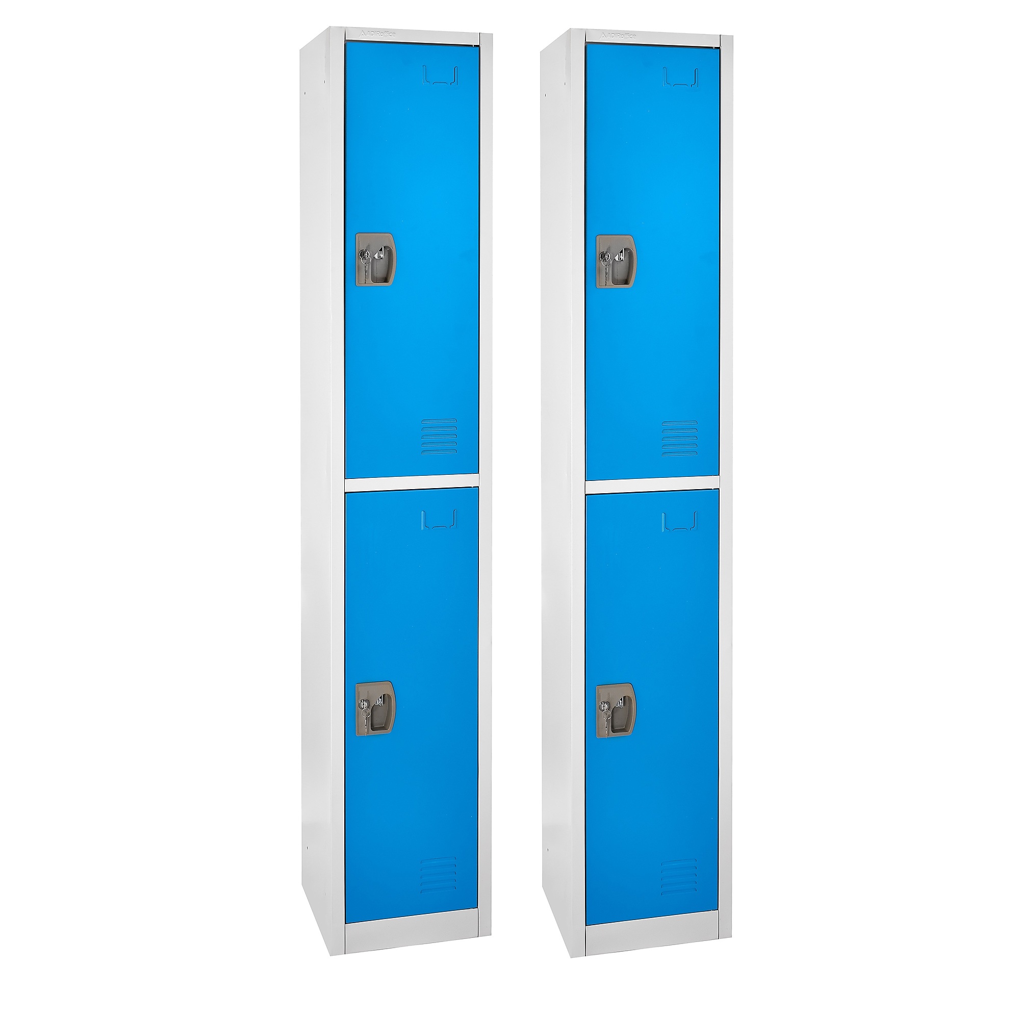 Alpine, 72in.H 2-Tier Steel Storage Locker, Blue, 2-Pack, Height 72 in, Width 12 in, Color Blue, Model# ADI629-202-BLU-2PK